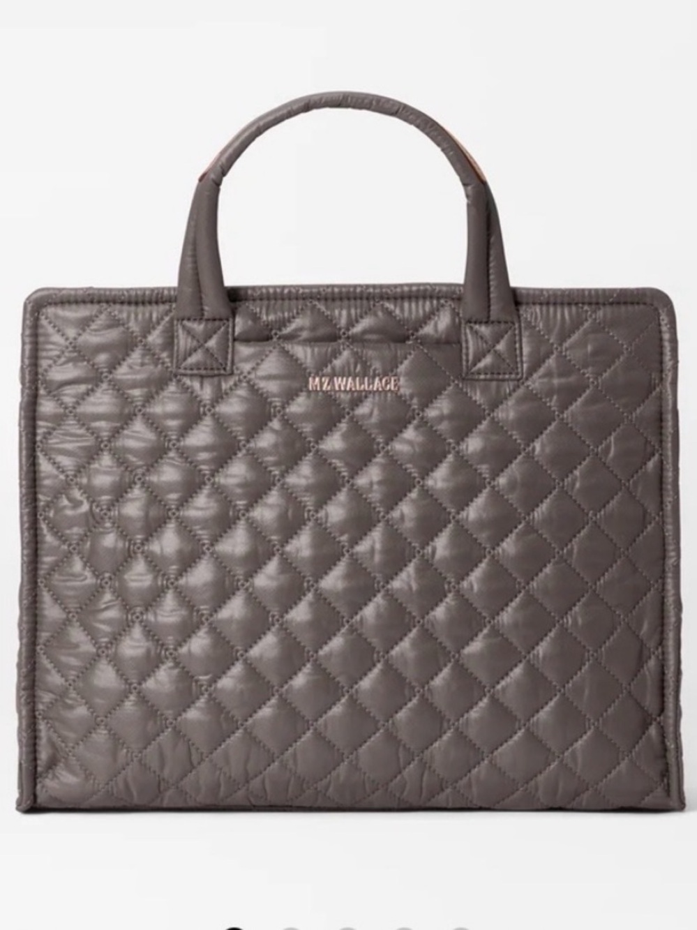 MZ Wallace Medium Box Tote in Magnet Quilted Dark Gray NEW
